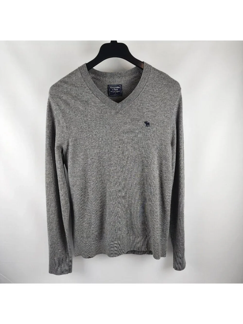 Abercrombie Fitch Sweater Mens L Heather Gray Wool Blend Long Sleeve Pullover